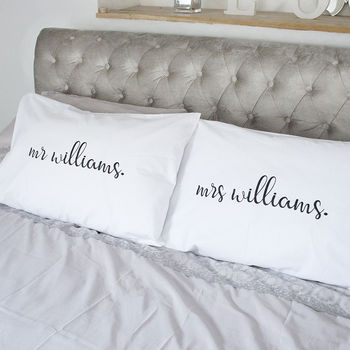 Wedding Mr And Mrs Personalised Pillow Case Set, 3 of 10