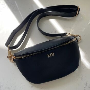 Personalised Embossed Saffiano Leather Saddle Cross Body Bag, 2 of 5