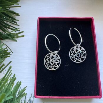 Sterling Silver Hoop Earrings With Detachable Hearts And Flowers Charm Pendant, 8 of 9