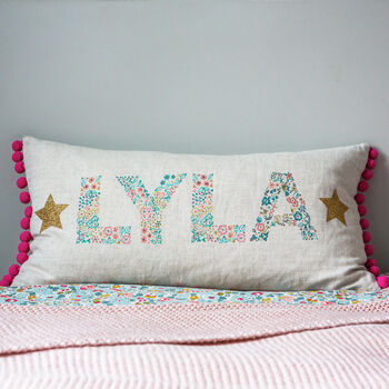Personalised Name And Glitter Stars Cushion, 7 of 7