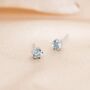 Genuine Blue Topaz Stud Earrings In Sterling Silver, thumbnail 2 of 12