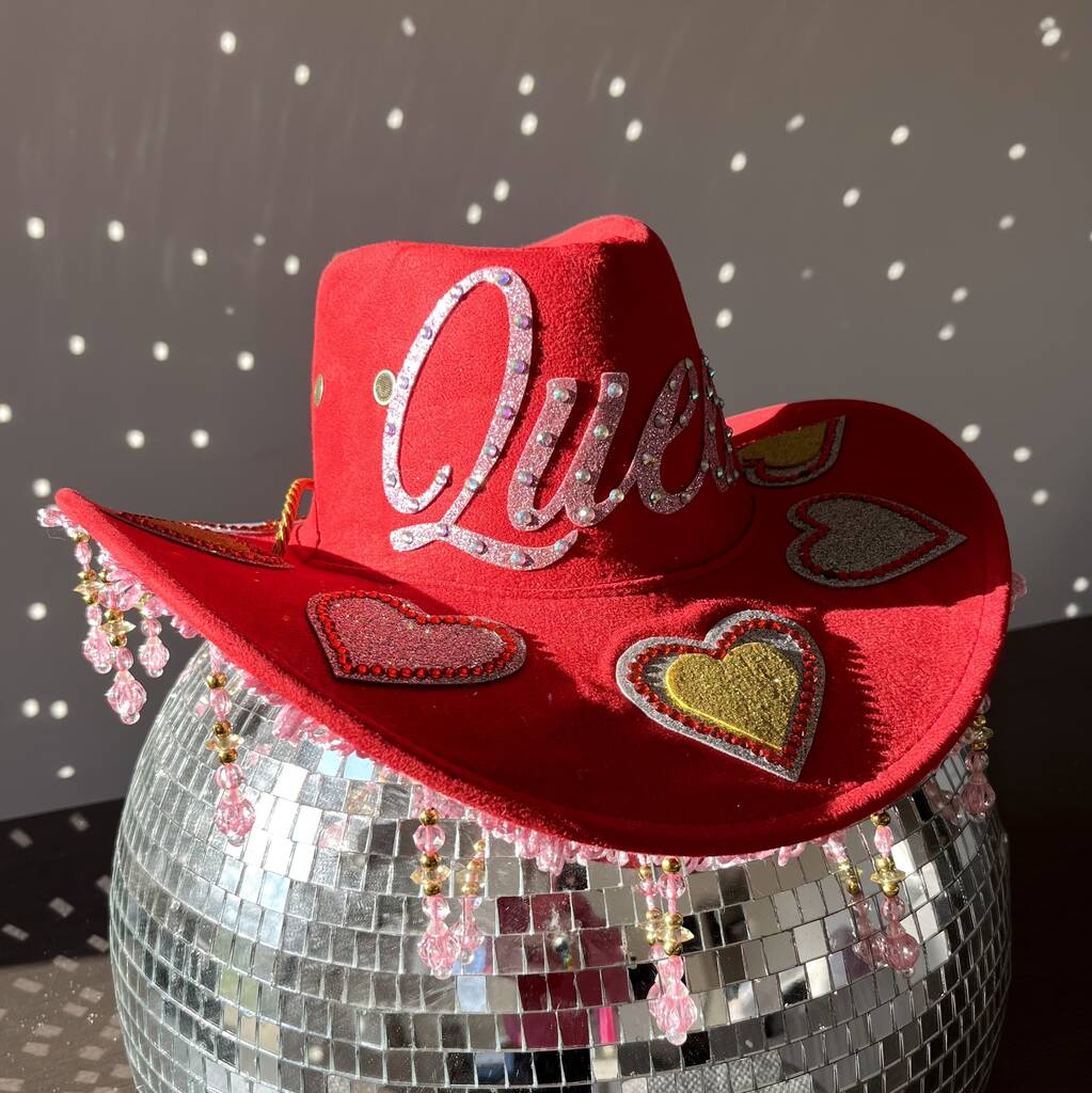 Personalised Rodeo Queen Beaded Fringe Cowboy Hat, 1 of 7