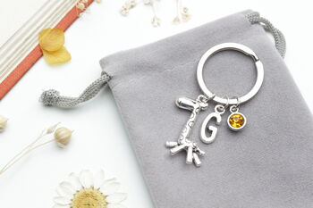 Personalised Giraffe Keyring Cute Animal Keyring, Daughter Gift, 7 of 9