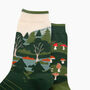 Woodland Forest Combed Cotton Odd Socks In Green, thumbnail 2 of 4
