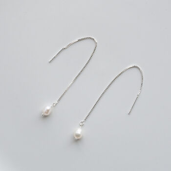 Pull Through Threader Pearl Drop Earrings, 3 of 11