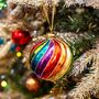 Spiral Rainbow Glass Christmas Bauble, thumbnail 1 of 2