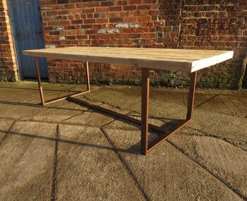Reclaimed Industrial Solid Wood Copper Frame Table 423, 2 of 6