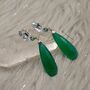 Green Onyx, Blue Topaz, Emerald Silver Earrings, thumbnail 2 of 6