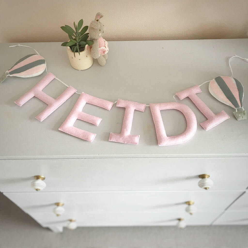 Personalised Felt Hot Air Balloon Garland By The Secret Craft House