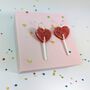 Heart Lollipop Earrings Acrylic Sterling Silver Hoops, thumbnail 1 of 10