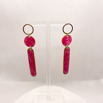 Long Pink Stud Statement Earrings, Clay And Resin, 8 of 11
