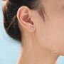4mm White Opal Dot Threader Earrings In Sterling Silver, thumbnail 1 of 9