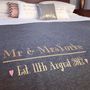 Mr And Mrs Wedding Day Anniversary Bed Throw Blanket, thumbnail 1 of 4