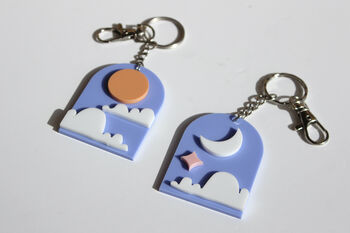 Arch Keyring With Moon And Star Or Sun And Cloud Design, 2 of 5