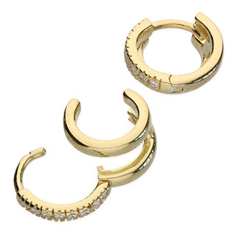 Gold Plated Or Sterling Silver Double Huggie Earrings, 3 of 6