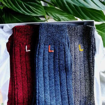 Men's Personalised Initial Chunky Bamboo Sock Gift Set, 8 of 10