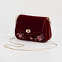 Mary Floral Embroidered Red Velvet Clutch, thumbnail 6 of 8