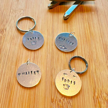 Personalised Hand Stamped Name Dog Tag Cat Pet Lover Gift, 4 of 8