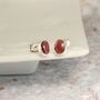 Garnet And Sterling Silver Oval Stud Earrings, thumbnail 1 of 7