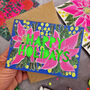 Happy Holidays Neon Floral Papercut Christmas Card, thumbnail 3 of 7