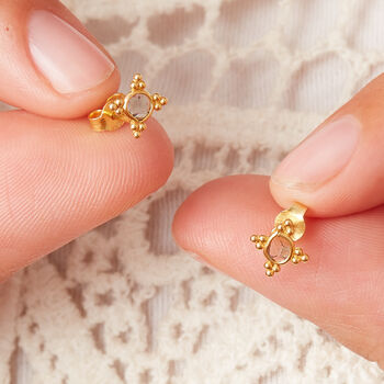 Coloured Diamond Slice Star Shaped Gold Stud Earrings, 5 of 9