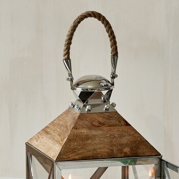 Reclaimed Wood And Stainless Steel Candle Lantern, 4 of 8