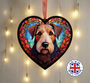 Airedale Terrier Stained Glass Effect Heart Suncatcher, thumbnail 1 of 6
