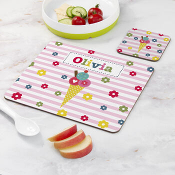 Personalised Girl's Coaster And Placemat Set, 3 of 12