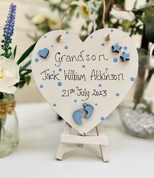 Personalised New Baby Granddaughter Grandson Heart Card, 3 of 7
