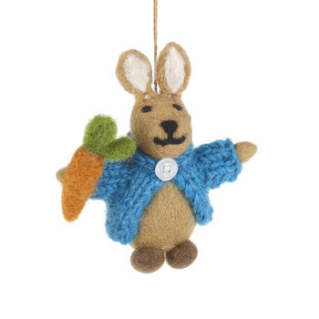 Handmade Felt Rabbit In Cardigan Easter Decoration, 2 of 5