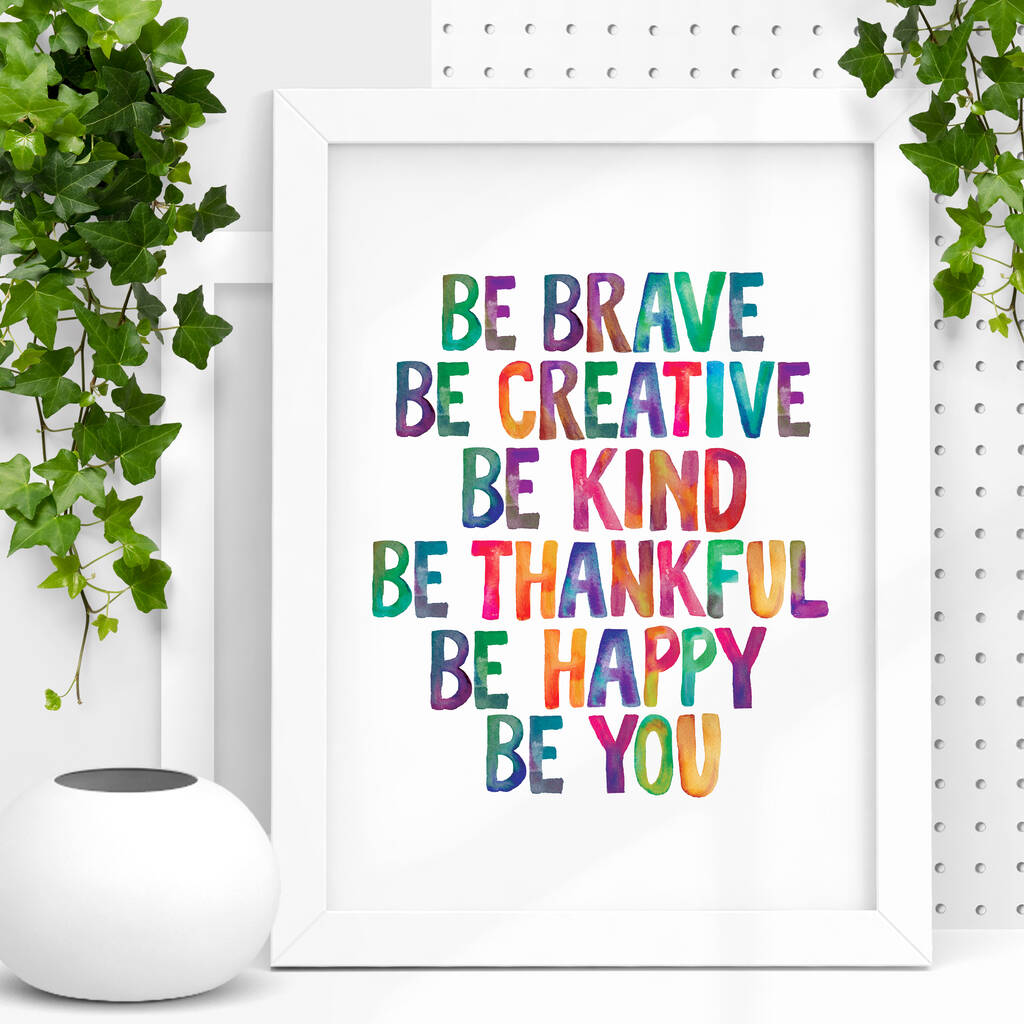 'Be Creative Kind Thankful Happy' Watercolour Print