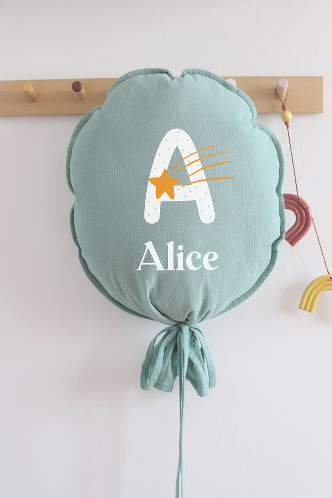 Personalised Fabric Nursery Balloon Wall Decor Cushion, 1 of 10