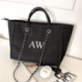 Personalised Monogram Canvas Tote Bag In Black, thumbnail 1 of 4