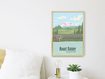 Mount Rainier National Park USA Travel Poster Art Print, 3 of 8