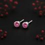 Sterling Silver October Tourmaline Birthstone Stud Earrings, thumbnail 5 of 5
