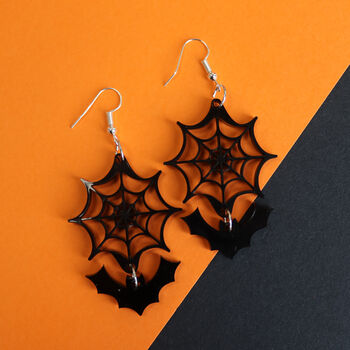 Halloween Web And Bat Earrings, 8 of 9