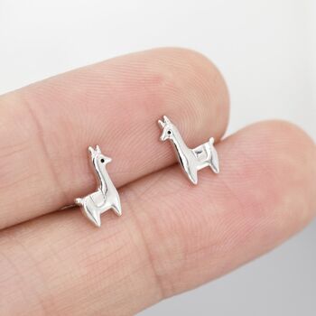 Sterling Silver Tiny Llama Stud Earrings, 4 of 12