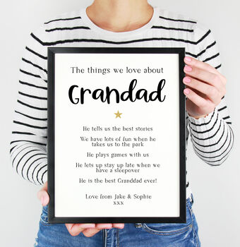 Personalised Things I Love Print For Dad, Daddy Grandad, 3 of 5