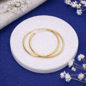 Large Solid 9ct Gold Hoop Earrings – 37mm, 2 of 8