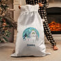 Personalised The Snowman And The Snowdog Luxury Silver Grey Pom Pom Christmas Sack, thumbnail 1 of 4