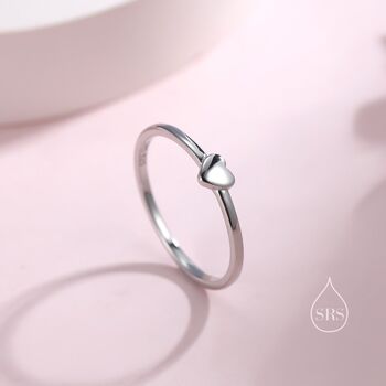 Sterling Silver Extra Tiny Heart Ring, 2 of 10