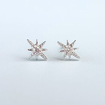 Sterling Silver Crystal Detail Star Stud Earrings, 3 of 6