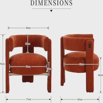 Orange Chenille Accent Chair Living Room Armchair, 2 of 4