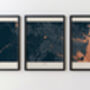 Personalised Triptych Map Prints With Metallic Leaf, thumbnail 3 of 4