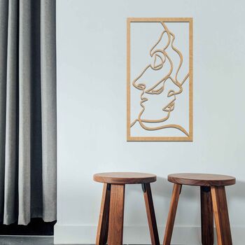Modern Wooden Faces Line Art: Stylish Room Decor, 9 of 10