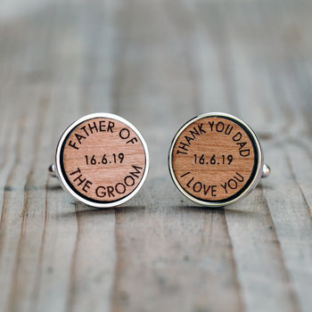 Father Of The Groom Wooden Wedding Thank You Cufflinks, 4 of 5