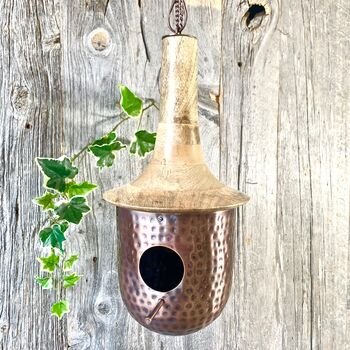 Copper Bird House With Wooden Roof Ltzaf016, 2 of 8