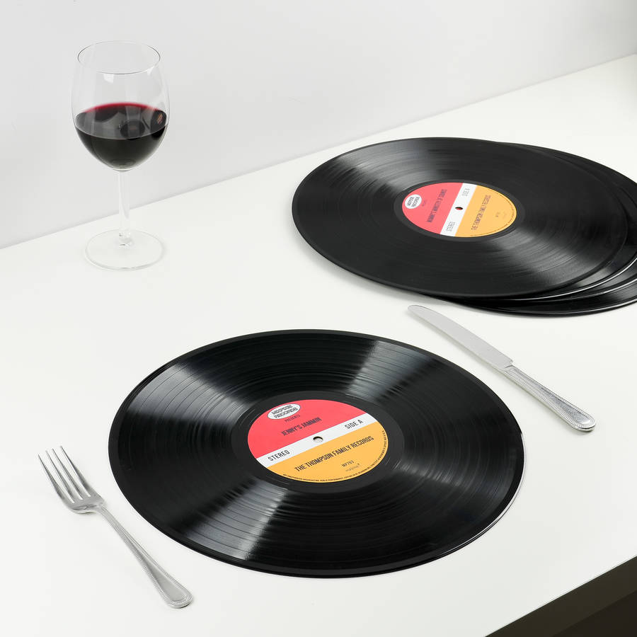 personalised vinyl record placemats by mixpixie
