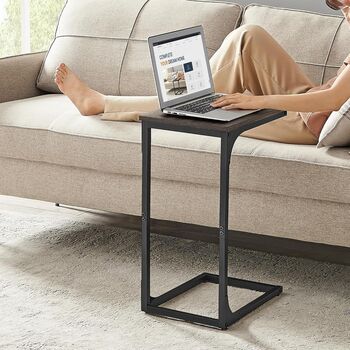 C Shaped Industrial Side Table With Metal Frame, 4 of 10