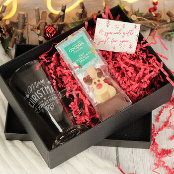 Holly And Snowflake Christmas Hot Chocolate Glass Mug And Gift Box, 3 of 6